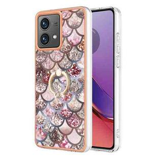 For Motorola Moto G84 Electroplating IMD TPU Phone Case with Ring(Pink Scales)
