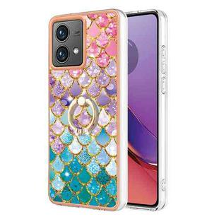 For Motorola Moto G84 Electroplating IMD TPU Phone Case with Ring(Colorful Scales)