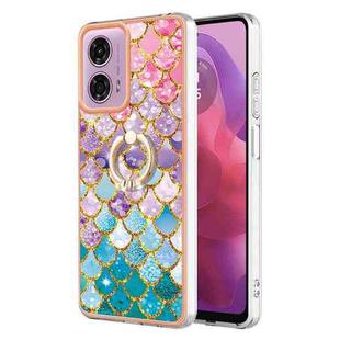 For Motorola Moto G04 4G / G24 4G Electroplating IMD TPU Phone Case with Ring(Colorful Scales)