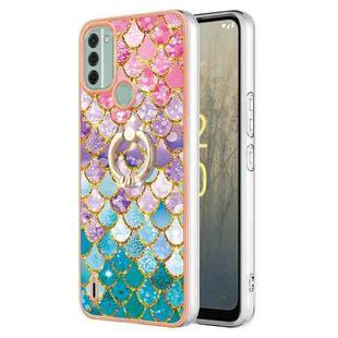 For Nokia C31 Electroplating IMD TPU Phone Case with Ring(Colorful Scales)