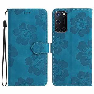 For OPPO A52 / A72 / A92 Flower Embossing Pattern Leather Phone Case(Blue)