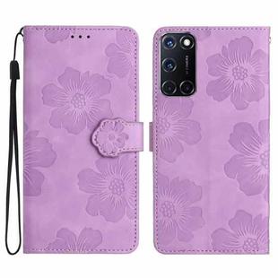 For OPPO A52 / A72 / A92 Flower Embossing Pattern Leather Phone Case(Purple)