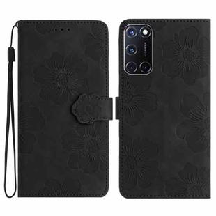 For OPPO A52 / A72 / A92 Flower Embossing Pattern Leather Phone Case(Black)