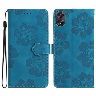 For OPPO A78 Flower Embossing Pattern Leather Phone Case(Blue)