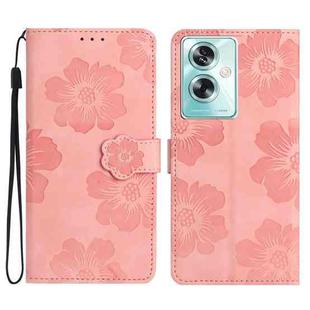 For OPPO A79 5G Flower Embossing Pattern Leather Phone Case(Pink)