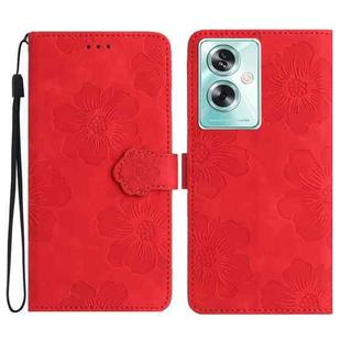 For OPPO A79 5G Flower Embossing Pattern Leather Phone Case(Red)