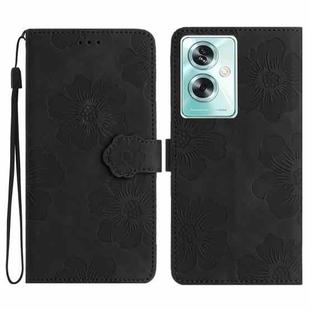 For OPPO A79 5G Flower Embossing Pattern Leather Phone Case(Black)