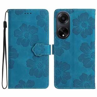 For OPPO A98 5G Flower Embossing Pattern Leather Phone Case(Blue)