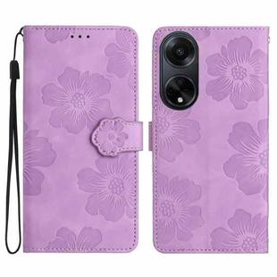 For OPPO A98 5G Flower Embossing Pattern Leather Phone Case(Purple)