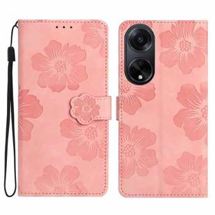 For OPPO A98 5G Flower Embossing Pattern Leather Phone Case(Pink)