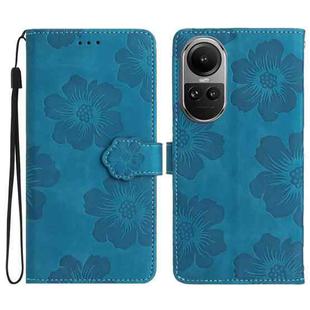 For OPPO Reno10 5G / Reno10 Pro 5G Global Flower Embossing Pattern Leather Phone Case(Blue)