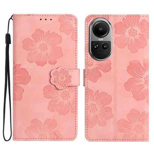 For OPPO Reno10 5G / Reno10 Pro 5G Global Flower Embossing Pattern Leather Phone Case(Pink)