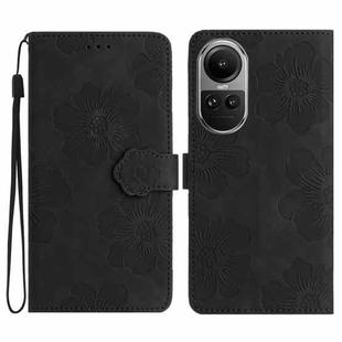 For OPPO Reno10 5G / Reno10 Pro 5G Global Flower Embossing Pattern Leather Phone Case(Black)