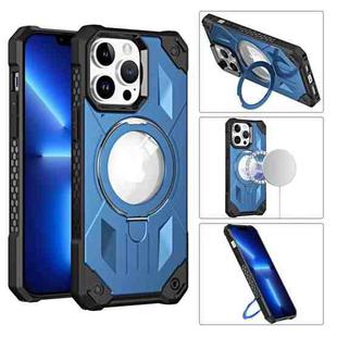 For iPhone 14 Plus MagSafe Magnetic Holder Phone Case(Dark Blue)