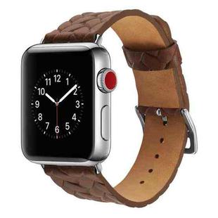 For Apple Watch Series 5 & 4 44mm Top-grain Leather Embossed Watchband(Dark Brown)