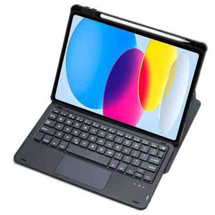 For iPad 10th Gen 10.9 2022 F10B-A 360 Rotation Acrylic Transparent Bluetooth Keyboard Leather Case With Touch Control(Black)