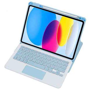 For iPad 10th Gen 10.9 2022 F10B-A 360 Rotation Acrylic Transparent Bluetooth Keyboard Leather Case With Touch Control(Blue)
