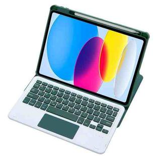 For iPad 10th Gen 10.9 2022 F10B-A 360 Rotation Acrylic Transparent Bluetooth Keyboard Leather Case With Touch Control(Green)