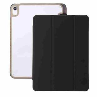 For iPad 10th Gen 10.9 2022 Clear Acrylic 3-Fold Leather Tablet Case(Black)