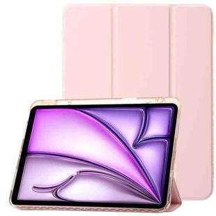 For iPad Air 13 2024 Clear Acrylic 3-Fold Leather Tablet Case(Pink)