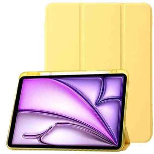 For iPad Air 13 2024 Clear Acrylic 3-Fold Leather Tablet Case(Yellow)