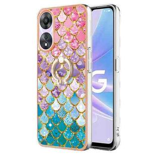 For OPPO A78 / A58 Electroplating IMD TPU Phone Case with Ring(Colorful Scales)