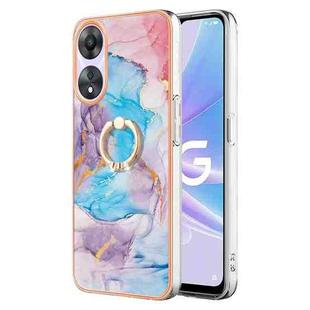 For OPPO A78 / A58 Electroplating IMD TPU Phone Case with Ring(Blue Marble)