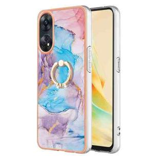 For OPPO Reno8 T 4G Electroplating IMD TPU Phone Case with Ring(Blue Marble)
