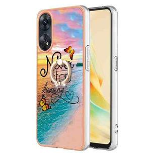 For OPPO Reno8 T 4G Electroplating IMD TPU Phone Case with Ring(Dream Butterfly)