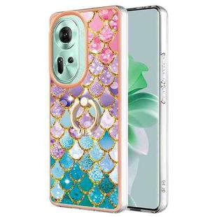For OPPO Reno11 5G Global Electroplating IMD TPU Phone Case with Ring(Colorful Scales)