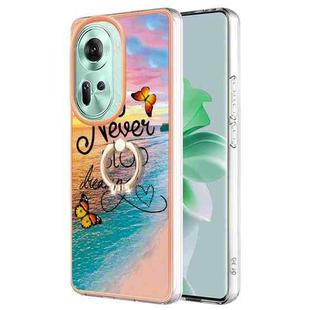 For OPPO Reno11 5G Global Electroplating IMD TPU Phone Case with Ring(Dream Butterfly)