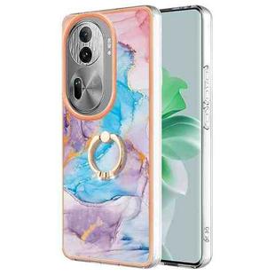 For OPPO Reno11 Pro 5G Global Electroplating IMD TPU Phone Case with Ring(Blue Marble)