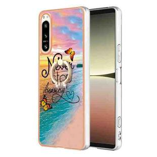 For Sony Xperia 5 IV Electroplating IMD TPU Phone Case with Ring(Dream Butterfly)