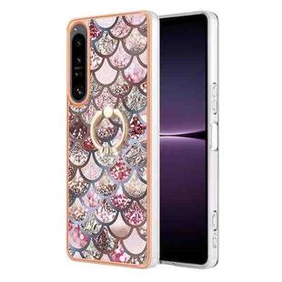 For Sony Xperia 1 IV Electroplating IMD TPU Phone Case with Ring(Pink Scales)