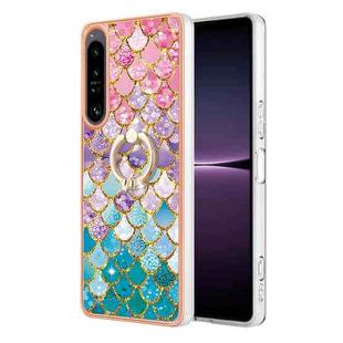 For Sony Xperia 1 IV Electroplating IMD TPU Phone Case with Ring(Colorful Scales)