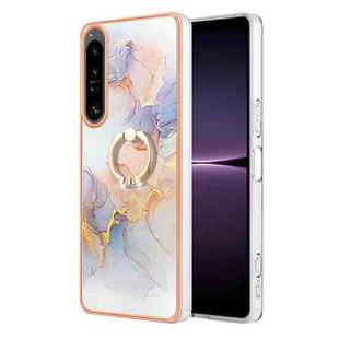 For Sony Xperia 1 IV Electroplating IMD TPU Phone Case with Ring(White Marble)