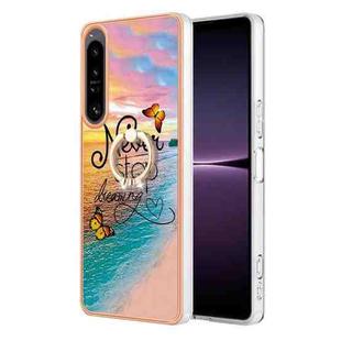 For Sony Xperia 1 IV Electroplating IMD TPU Phone Case with Ring(Dream Butterfly)