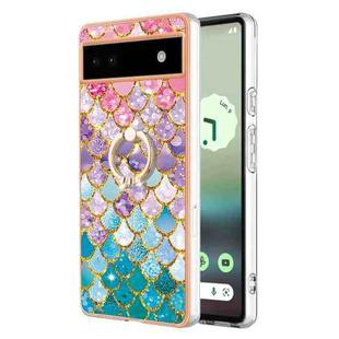For Google Pixel 6a Electroplating IMD TPU Phone Case with Ring(Colorful Scales)