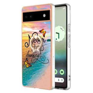 For Google Pixel 6a Electroplating IMD TPU Phone Case with Ring(Dream Butterfly)