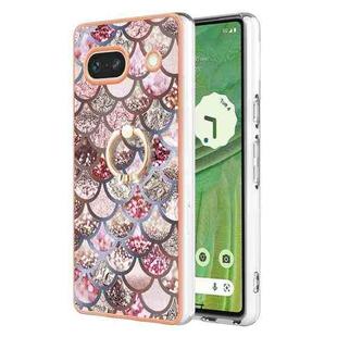 For Google Pixel 7a Electroplating IMD TPU Phone Case with Ring(Pink Scales)
