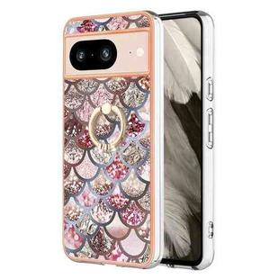 For Google Pixel 8 Electroplating IMD TPU Phone Case with Ring(Pink Scales)