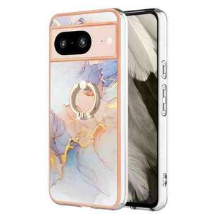 For Google Pixel 8 Electroplating IMD TPU Phone Case with Ring(White Marble)