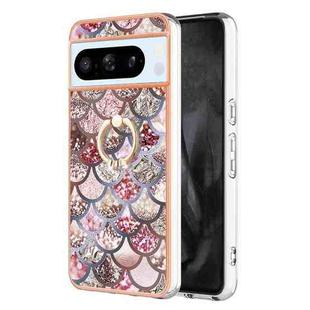For Google Pixel 8 Pro Electroplating IMD TPU Phone Case with Ring(Pink Scales)