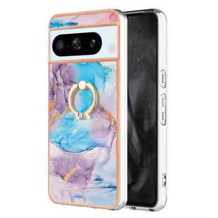For Google Pixel 8 Pro Electroplating IMD TPU Phone Case with Ring(Blue Marble)