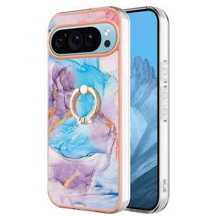 For Google Pixel 9 Pro Electroplating IMD TPU Phone Case with Ring(Blue Marble)