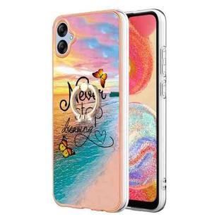 For Samsung Galaxy A04e Electroplating IMD TPU Phone Case with Ring(Dream Butterfly)