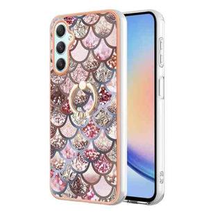 For Samsung Galaxy A24 4G Electroplating IMD TPU Phone Case with Ring(Pink Scales)