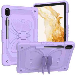 For Samsung Galaxy Tab S8+ / S7+ Butterfly Kickstand Heavy Duty Hard Rugged Tablet Case(Raro Purple)