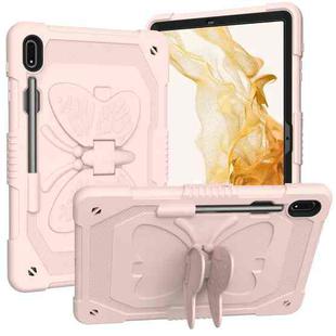 For Samsung Galaxy Tab S8+ / S7+ Butterfly Kickstand Heavy Duty Hard Rugged Tablet Case(Rose Pink)