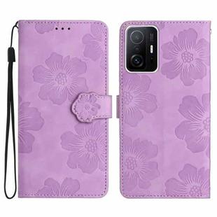 For Xiaomi 11T / 11T Pro Flower Embossing Pattern Leather Phone Case(Purple)
